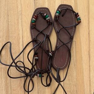 Loeffler Randall Brown Beaded Sandals